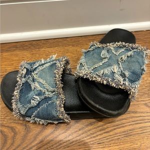 ANNA brand Denim Slides Unique Slip On Shoes